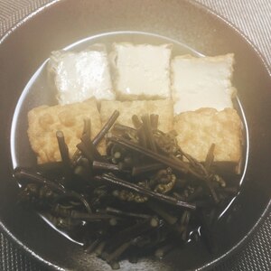 わらびと厚揚げの炒め煮